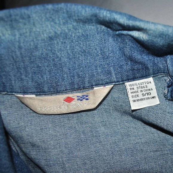 Vintage 90s Denim Long Sleeve Midi Dress Size 9/10 - Picture 3 of 10